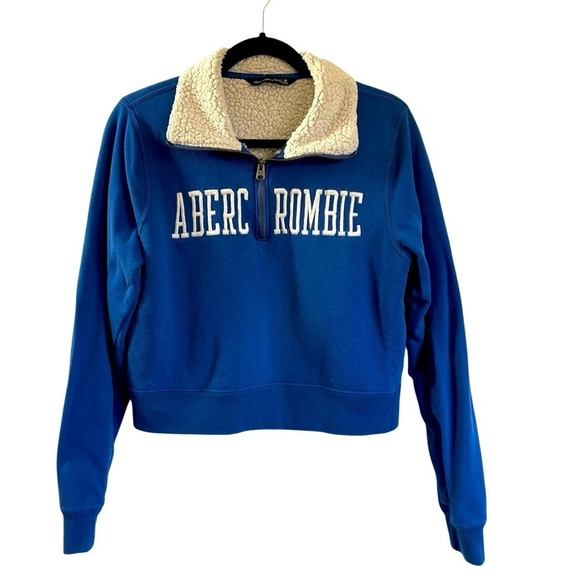 Abercrombie & Fitch Sherpa Jacket 100% Cotton Puff Letters Size Medium - Picture 1 of 7